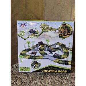 NIB Create A Road Dino Track Toy with 2 Dino, 2 Cars, 144 Track Pieces